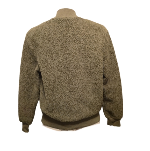 ZYIA ACTIVE Flying V Teddy Bear Fleece Zip Jacket Olive Green And Black X Small - Picture 7 of 12